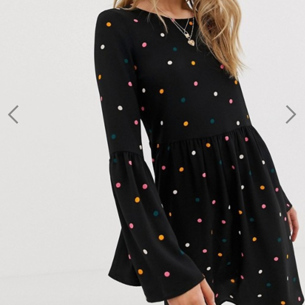 ASOS DESIGN fluted sleeve smock mini dress